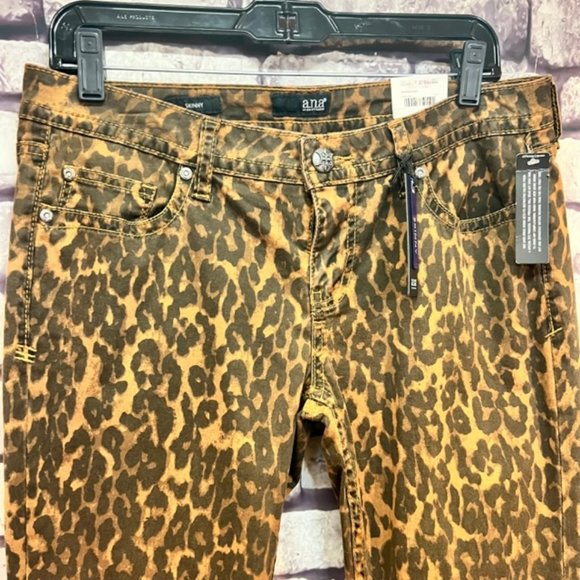 A.N.A. NWT Black & Brown Cheetah Print Pants Size 8(29) - Picture 2 of 8